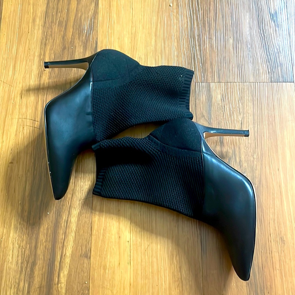 Reiss black sock high heeled‎ pointy boots